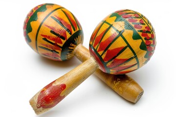 Wall Mural - Two maracas against white background