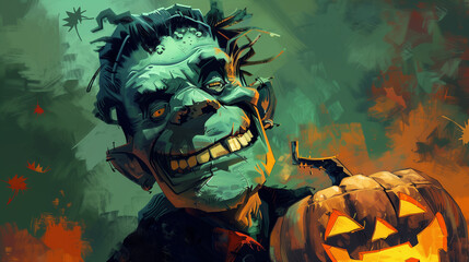 Wall Mural - Frankenstein monster background for halloween