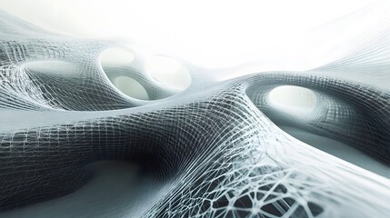 3. High-tech abstract geomatics scene featuring complex mesh patterns and digital effects