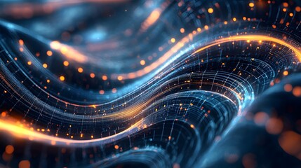 Wall Mural - 6. Abstract geomatics composition with flowing curves and data-inspired elements