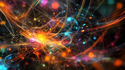 Wall Mural - 11. Abstract geomatics scene with complex networks of lines and color splashes