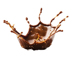 Chocolate drink splash isolated on a transparent background for web, banner, wallpaper