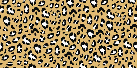 Wall Mural - Leopard seamless pattern. Animalistic print for fabric, paper. Vector hand-drawn background. 