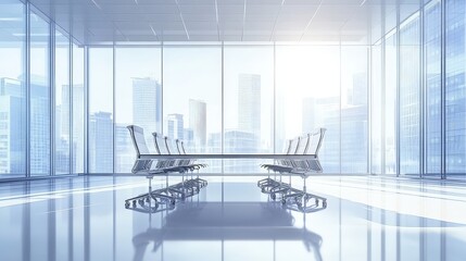 Poster - Modern office background with clean lines, spacious layout, and large windows providing a bright atmosphere