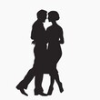 © PuiZera - Silhouette of a couple dancing, isolated on white background.