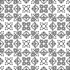 Vector pattern with symmetrical elements . Modern stylish abstract texture. Repeating geometric tiles from striped elements.Black and white pattern.