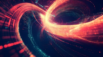 Wall Mural - 37. Futuristic abstract geomatics with pulsating patterns and neon glows
