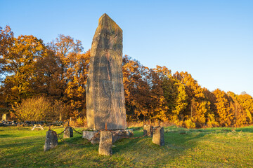 Canvas Print - Battle of Gestilren memorial stone in Sweden