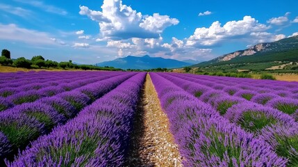 Field of lavender stretching to horizon, Provence