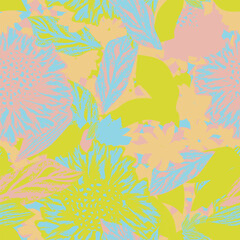 Wall Mural - Pastel Abstract Floral Seamless Pattern Design