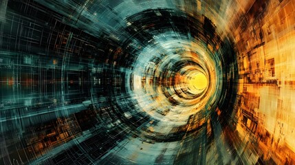 Wall Mural - 74. Futuristic abstract geomatics with complex patterns and digital overlays