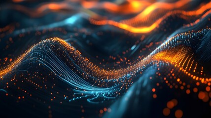 Wall Mural - 84. High-tech abstract geomatics with flowing shapes and luminous details