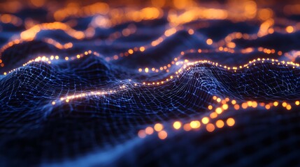 Wall Mural - 90. High-tech abstract geomatics with intricate meshwork and glowing highlights