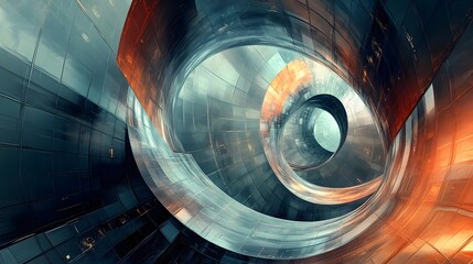 Wall Mural - 94. Futuristic abstract geomatics featuring smooth curves and digital highlights