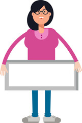 Poster - Woman Character and Blank Signage
