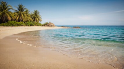  Blurred tropical beach background, summer vacation 