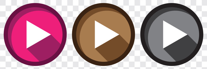 Play button icon vector set. Set of play buttons icons. Play button. Video audio player. Vector illustration. EPS 10.
