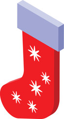 Wall Mural - Red christmas stocking with snowflakes is waiting to be filled with gifts