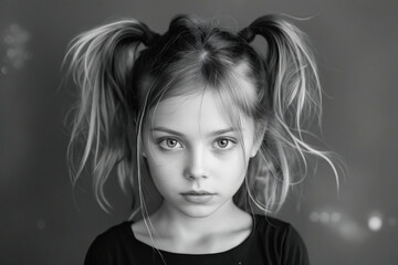 Poster - A little girl with her hair in a ponytail.