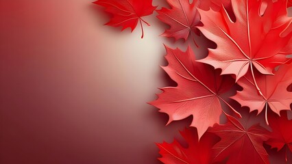 Abstract background featuring red maple leaves. Flat lay, top view, capturing the fashion essence of autumn and the fall season.