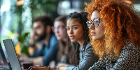 Wall Mural - Multiethnic young business people working together in the office, Generative AI