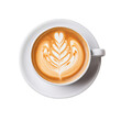 © TazWeed - Isolated Flat White Coffee with Artistic Latte Art Design.