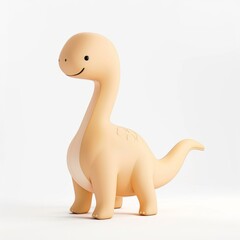 Wall Mural - Funny dinosaur character in 3D style on a white background.
