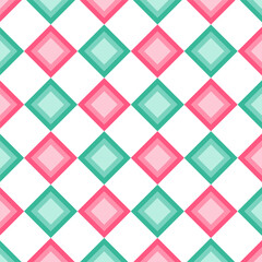 Wall Mural - Seamless pattern with colorful squares isolated on white background.Geometric seamless pattern.Repeat pattern with green and pink square for Christmas.Vector graphic abstract background.