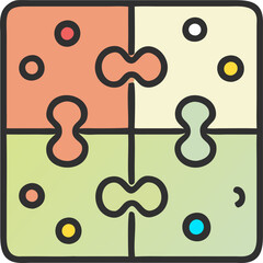 puzzle, icon colored outline