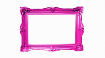 Wall Mural - Pink empty frame on white background
