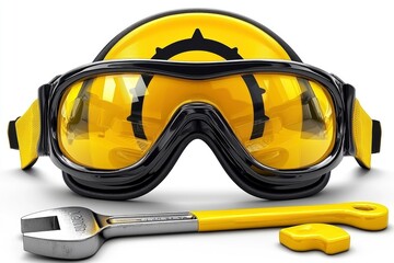 Wall Mural - Yellow Safety Goggles with Wrench