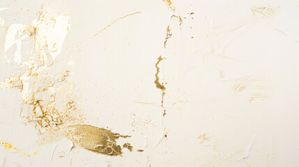 Wall Mural - Abstract background with strokes of white and gold paint
