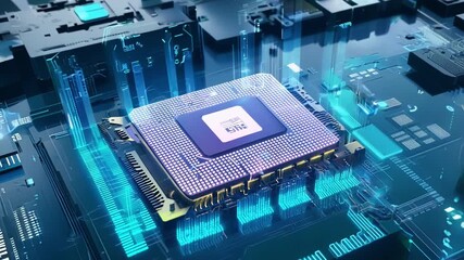 Aufkleber - Showcasing the intricate architecture and innovative features of cutting-edge microprocessors illuminated in a digital landscape.