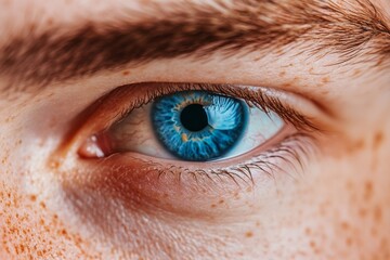 Sticker - This image shows a woman with blue eyes and a beautiful natural eyebrow.