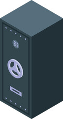 Poster - Isometric view of a big safe deposit box keeping money secure