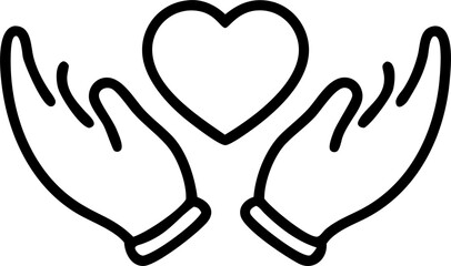 two hands together fine quality, icon outline