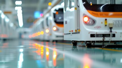 Wall Mural - White Buses in a Factory