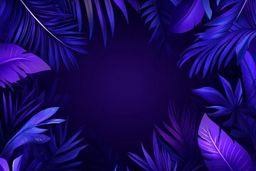 An image of purple wallpaper with palm leaves on the left side and a black background on the right.