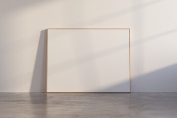 Fototapete - Mockup rectangle frame in minimalist interior background. Empty frame with natural sunlight on white wall.