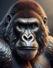 Gorilla silver back on a dark background 