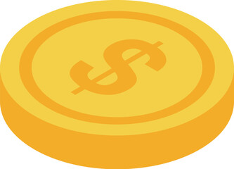 Poster - Golden coin with a dollar sign is lying flat, representing concepts like wealth, savings, and financial success