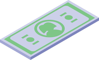 Poster - Green banknote lying flat, symbolizing financial success and income