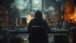 © AndiAzis - Hooded hacker sits at a desk with two computer monitors displaying code in a smoky, dimly lit room.