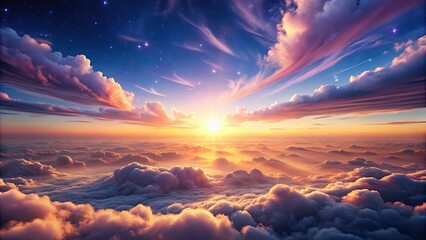 Wall Mural - romantic sky with a dreamy sea of clouds, romantic, beautiful, sky, clouds, dreamy, aerial, ethereal