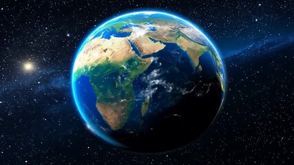 Wall Mural - earth rotating from space, view of the planet's surface and atmosphere, global perspective, cosmic b