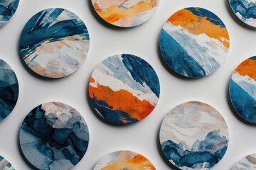 Poster - a collection of colorful painted circles on a white background, great for art or design projects