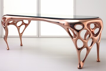 Poster - cnc machine crafting unique furniture, showcasing technology in everyday objects