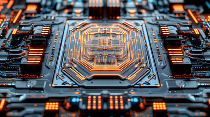 Poster - Intricate microchip circuitry with a complex network of interconnected components