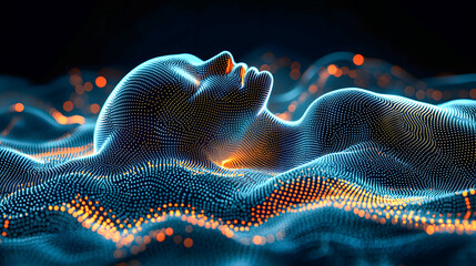 Poster - Captivating digital art piece featuring a surreal ethereal landscape composed of luminescent organic particles and fluid glowing waves in a mesmerizing vibrant color palette