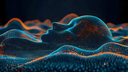 Poster - Stunning abstract and futuristic digital landscape with a mesmerizing display of dynamic glowing particles and an ethereal energy field  The vibrant colors intricate patterns